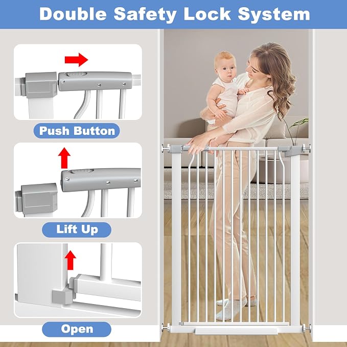 40.5"-54.7" Baby Gates for Doorways, 40.5" Tall Dog Gate Indoor, Walk Through - Image 3