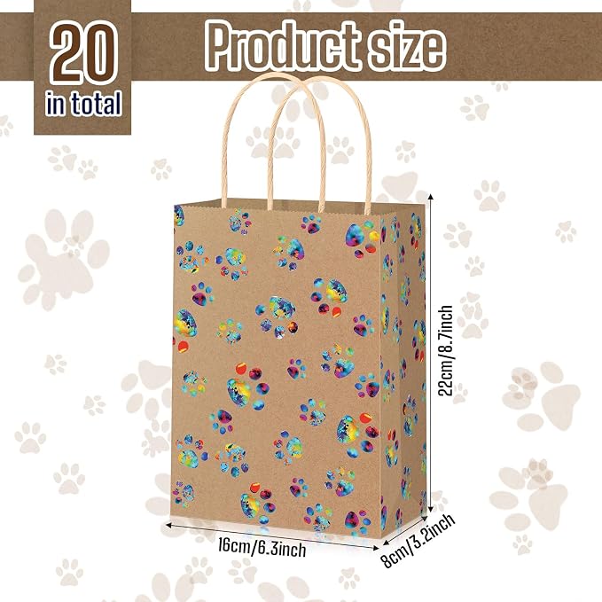 Blulu 20 Pcs Puppy Dog Paw Gift Bags - Image 3