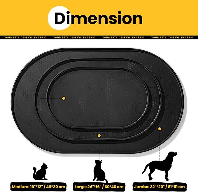 Dog Food Mat, 1/2 Inch Raised Edges Cat Dog Feeding Mat - Image 4