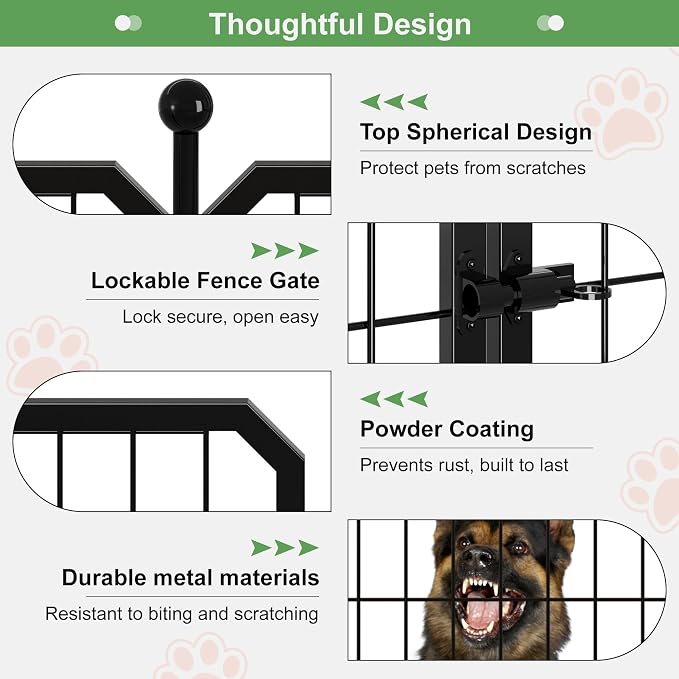 Dog Playpen for Indoor & Outdoor, 24 inch 8 Panels Metal Puppy Playpen for - Image 7
