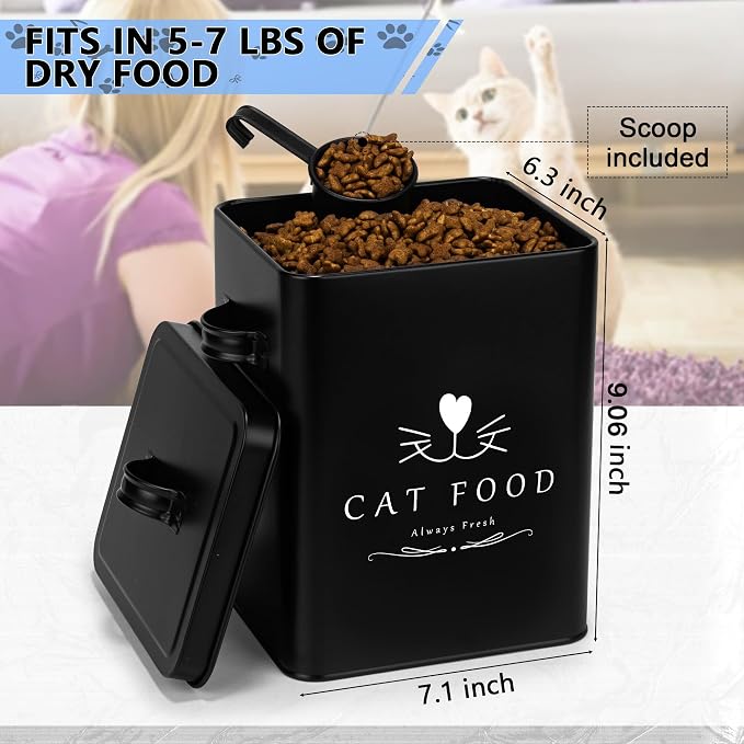 Meraki Home Farmhouse Cat Food and Treats Containers + Feed Scoop + Pet Food - Image 3