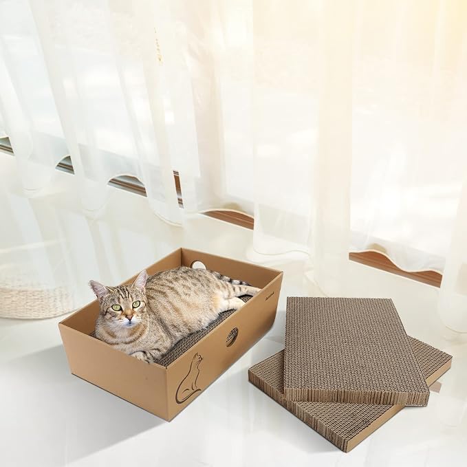 AUSCAT Cat Cardboard Scratcher, 14.8" L x 10.8" W x 5.2" H. - Image 7