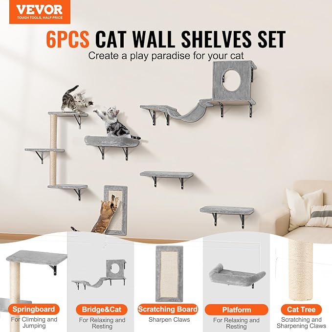 VEVOR Wall Mounted Cat Shelves, Perches - Image 2