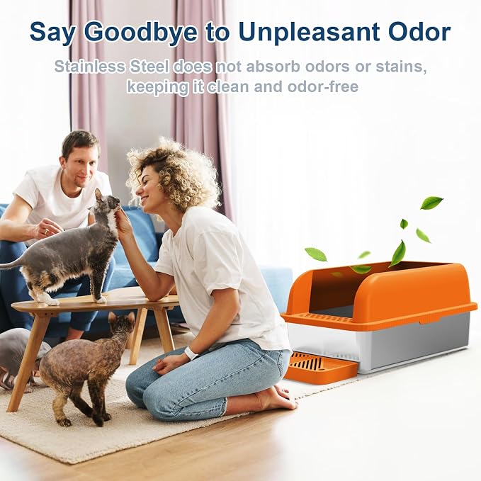 Enclosed Stainless Steel Litter Box - Image 5