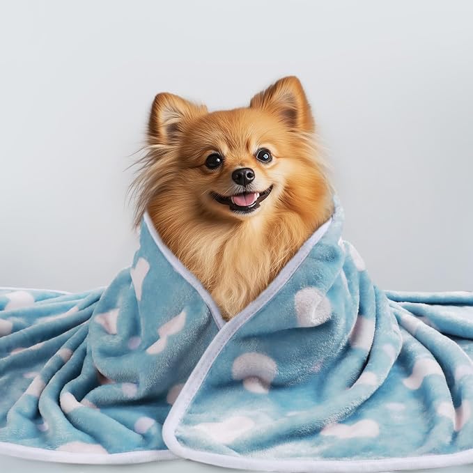 1 Pack 3 Blankets Super Soft Cute Dot Pattern Pet Blanket Flannel Throw - Image 8