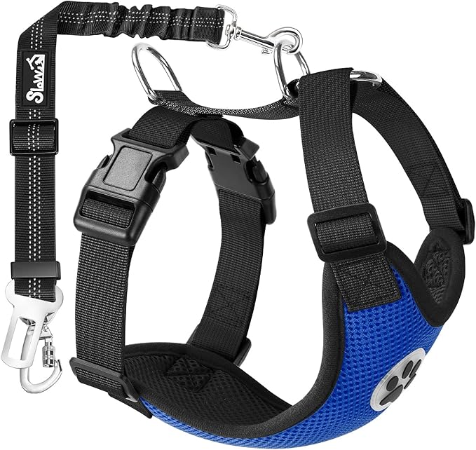 SlowTon Dog Seat Belt Harness for Car, Dog Car Harness Adjustable Mesh by SlowTon