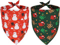 ADOGGYGO Christmas Dog Bandanas 2 Pack, Reversible Snowman Hoho Pattern Xmas by ADOGGYGO