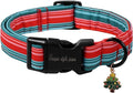 Christmas Dog Collar, Unique Style Paws Red Green Strips Dog Collar by Uniquestylepaws