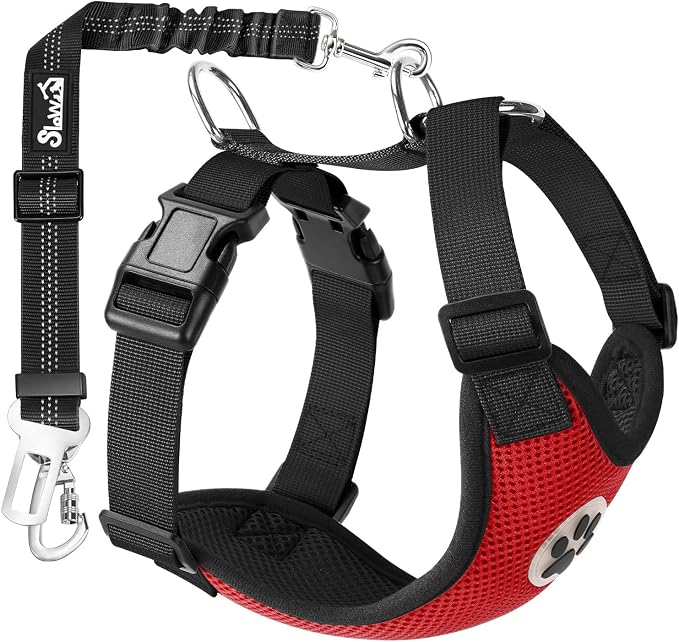 SlowTon Dog Seat Belt Harness for Car, Dog Car Harness Adjustable Mesh by SlowTon