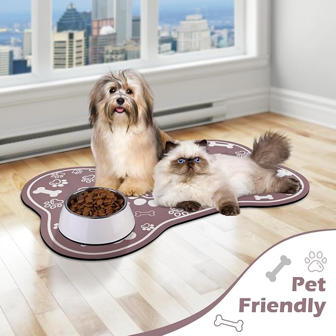 Dog Cat Mat for Food and Water, Rapid Absorbent Pet Feeding Mat, Bone Shaped - Image 6