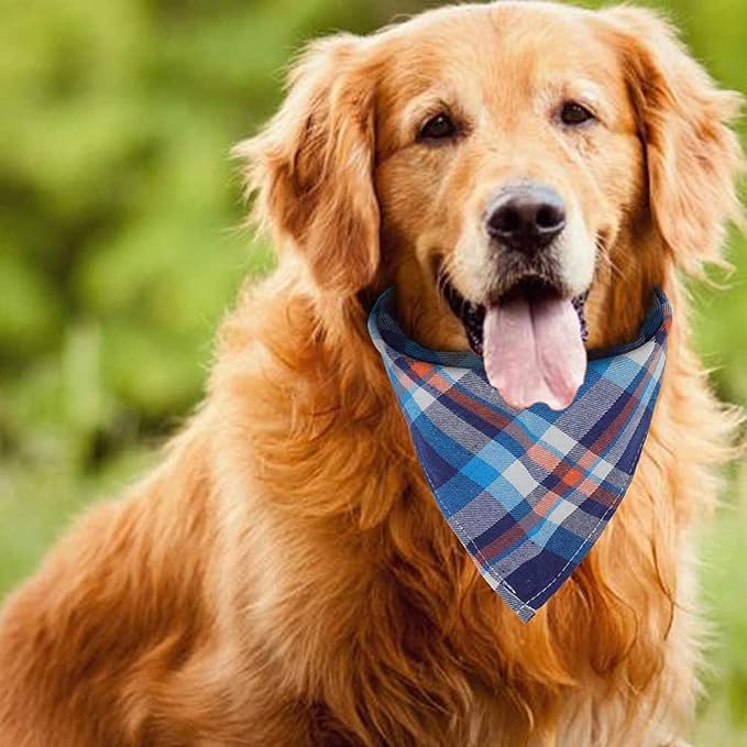 8 Pack Large Dog Bandanas, Reversible Plaid Dog Bandanas Boy Girl Painting Bibs - Image 7