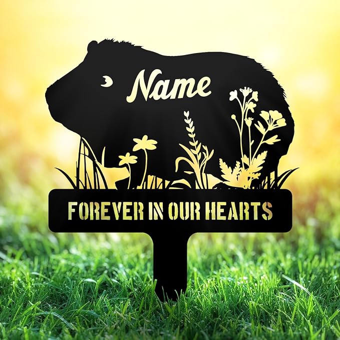 Personalized Metal Guinea Pig Memorial Stake – Custom Pet Grave Marker by NIWAHO