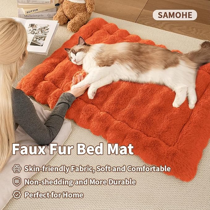 Self-Warming Cat Bed, Plush Faux Fur Pet Bed Mat - Image 2