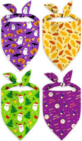 Holiday Dog Bandanas 4 Pack, Halloween Thanksgiving Christmas New Year by Unknown