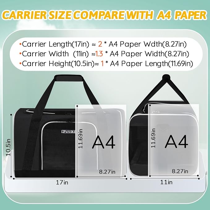 Petskd Pet Carrier 17x11x10.5 Delta American United Airline Approved, Pet - Image 3