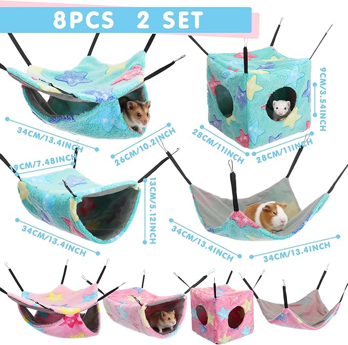 Sadnyy 8 Pcs Velvet Ferret Hammock Washable Rat Hides Guinea Pig Cage - Image 3