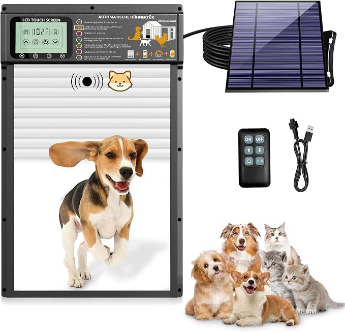 Automatic Pet Door, Dog Door Radar, Timer & Light Sensor Modes, Solar & USB by XRDZYXGS