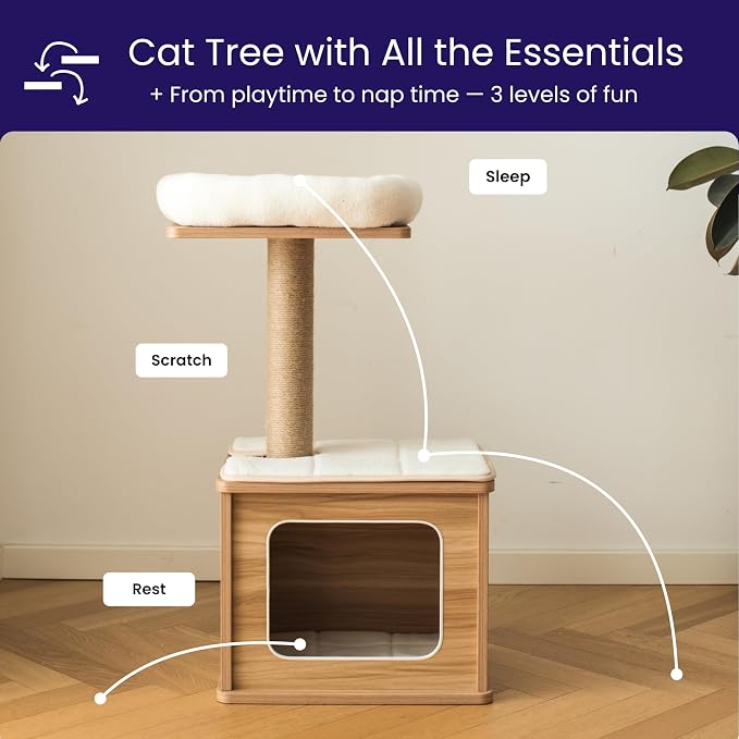 Catry 29.7" Tall 3 Level Laminated Wood Cat Tree - Image 4