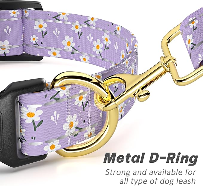 Reflective Dog Collar for Medium Dogs, Cute Flower Theme Adjustable Heavy-Duty - Image 5