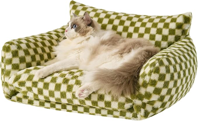 Hollypet Cat Bed Fluffy Plush Mutifuctional Double-Layer Soft Pet Couch by Hollypet