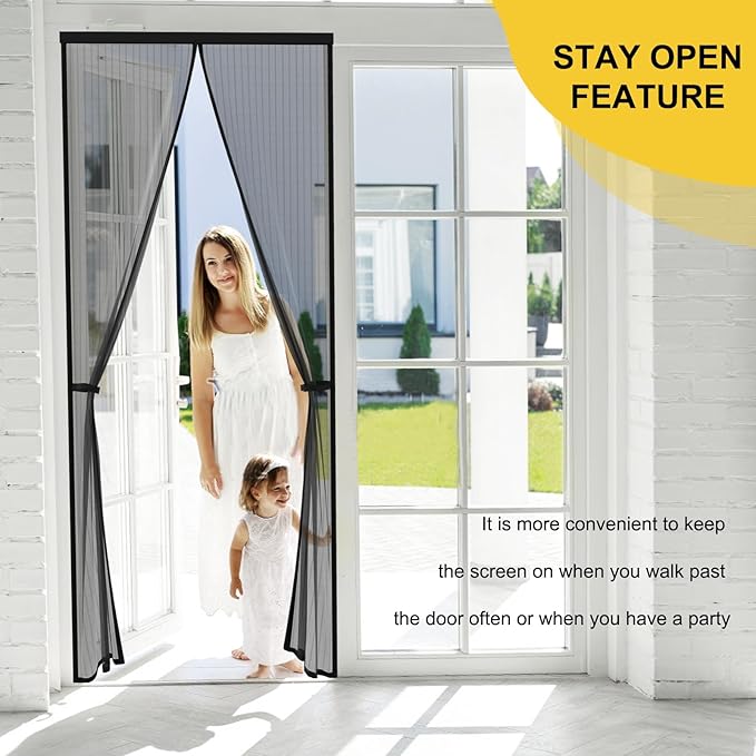 Magnetic Screen Door for 48 x 80 Inch French Door, Screen Itself Size: 50" x 81" - Image 3
