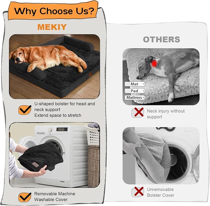 Large Orthopedic Dog Bed with Bolster – Washable Waterproof Cover, Non-Slip - Image 4