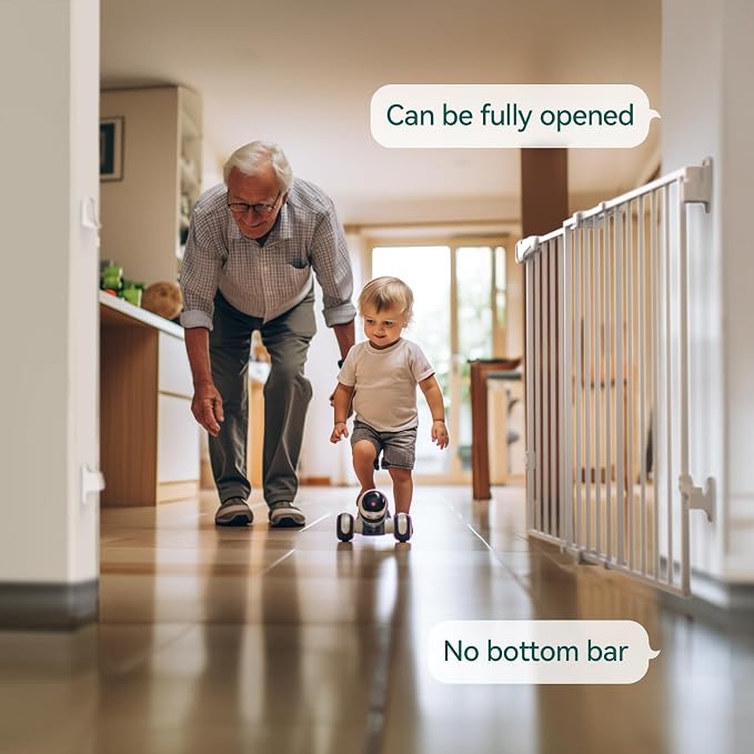 Babelio 31.5-55" No Bottom Bar Baby Gate Extra Wide, 2-in-1 Auto Close Dog Gate - Image 3