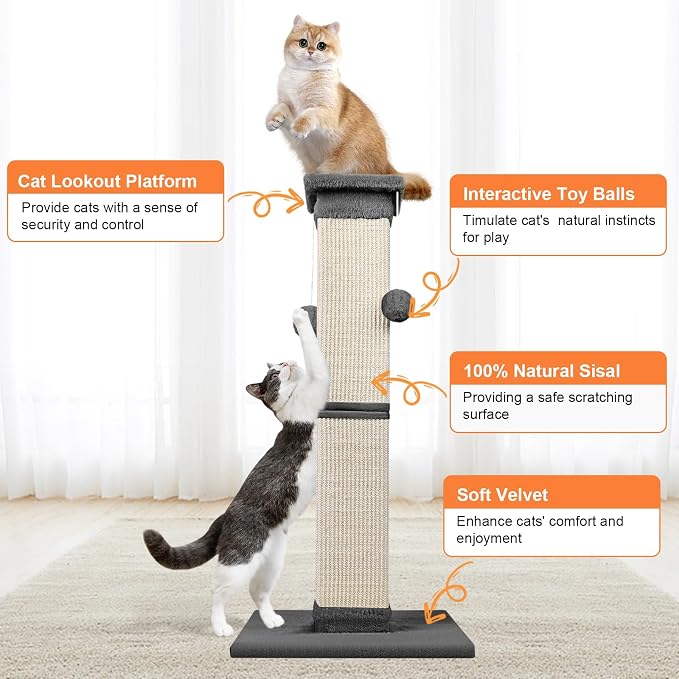 Cat Scratching Post 33 Inch Nature Sisal Scratch Post - Image 4