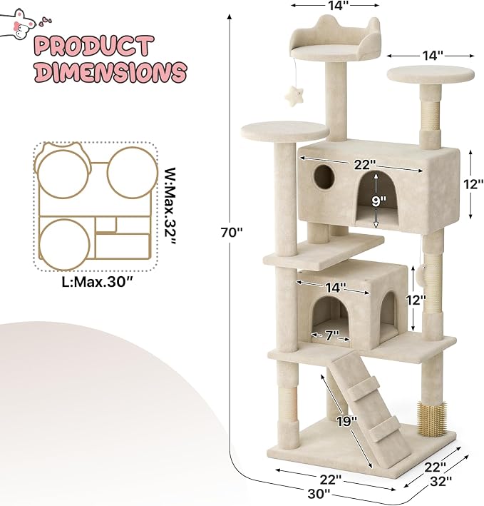 MoNiBloom 70 Inch Cat Tree Tower - Image 2