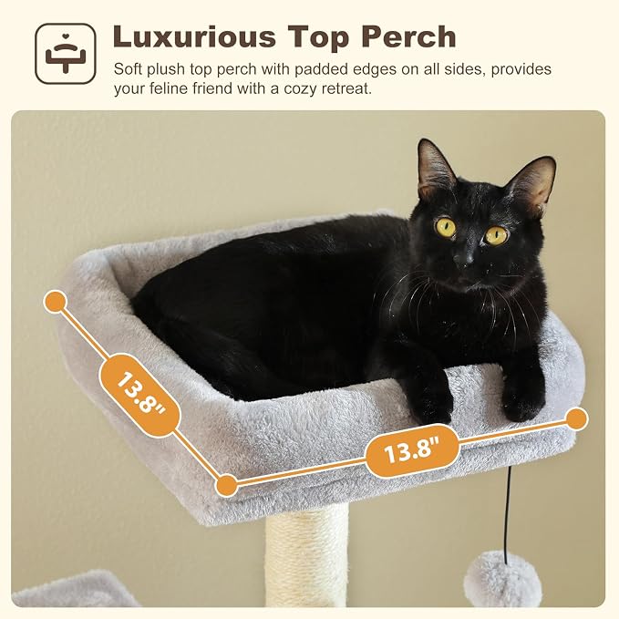 Cat Tree for Indoor Cats, 62-Inch Multi-Level Cat Tower - Image 2