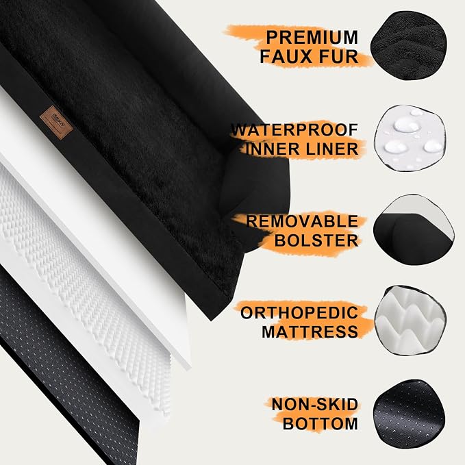 Large Orthopedic Dog Bed with Bolster – Washable Waterproof Cover, Non-Slip - Image 5