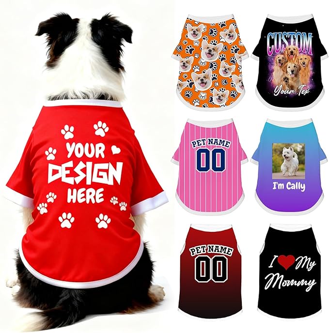 Custom Dog Shirt with Name Photo Text Logo Personalized Dog Pullover Shirts by Unknown