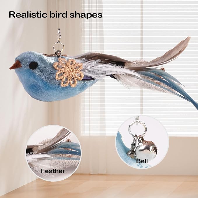 10PCS Cat Bird Toy Refills Feather Cat Wand Attachments - Image 3