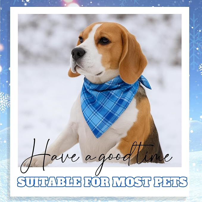 Abbylike 50 Pcs Plaid Dog Bandanas Bulk Blue Checkered Bandanas - Image 6