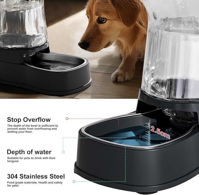 Gardner Pet Automatic Dog Water Dispenser Gravity Stainless Steel Waterer & - Image 4