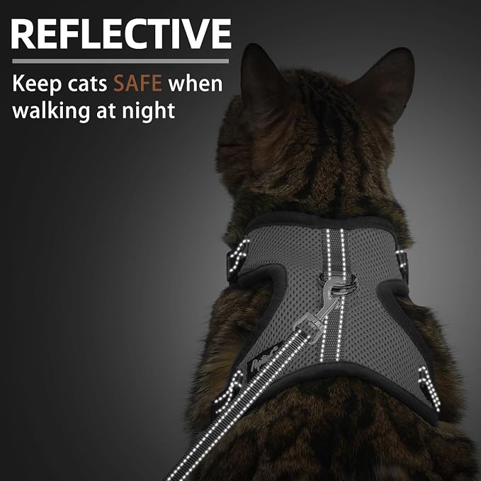 PUPTECK Cat Harness and Leash Set Escape Proof, Reflective Adjustable Soft Mesh - Image 5