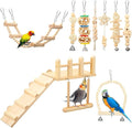 Morezi Bird Swing for cage Parakeet Parrot Swing Wood Hemp Rope Ladder Toy Play by Morezi