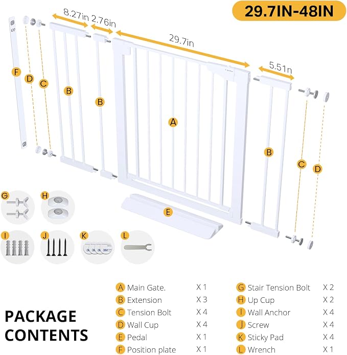 Cumbor 29.7-48" Baby Gate for Stairs, Mom's Choice Awards Winner-Dog Gates for - Image 9