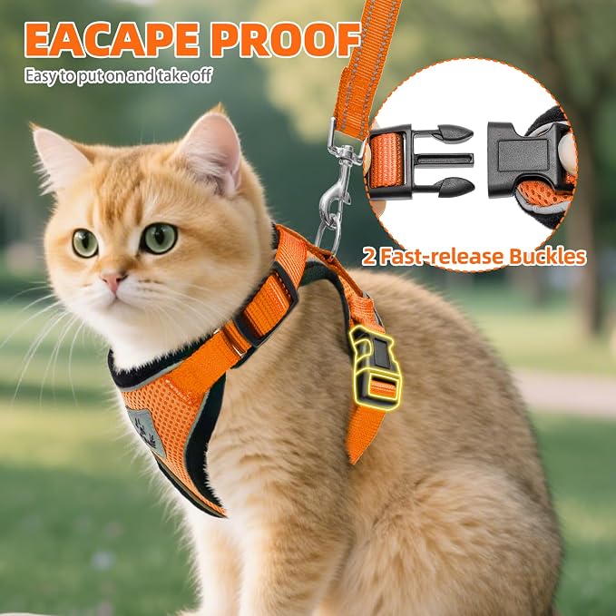 PUPTECK Cat Harness and Leash Set Escape Proof Reflective Cat Walking Harness - Image 4
