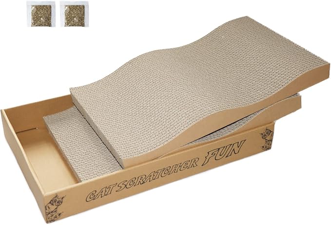 Cat Scratch Pad Cardboard Scratcher Box, Reversible Durable, by RUBMEOW
