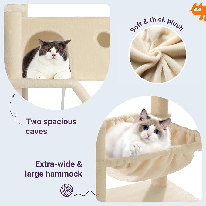 Allewie 81 Inches Tall Cat Tree/Multi-Level Large Climbing Tree House and Towers - Image 6