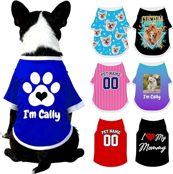 Custom Dog Shirt with Name Photo Text Logo Personalized Dog Pullover Shirts by Unknown