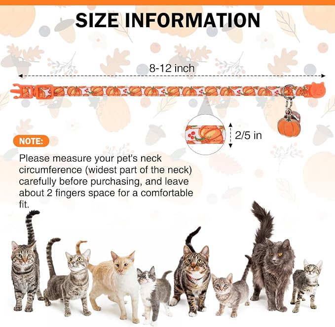 Thanksgiving Cat Collar Breakaway, Halloween Kitten Collar - Image 3
