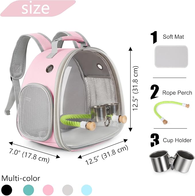 Small Bird Travel Backpack Carrier Cage - Image 2