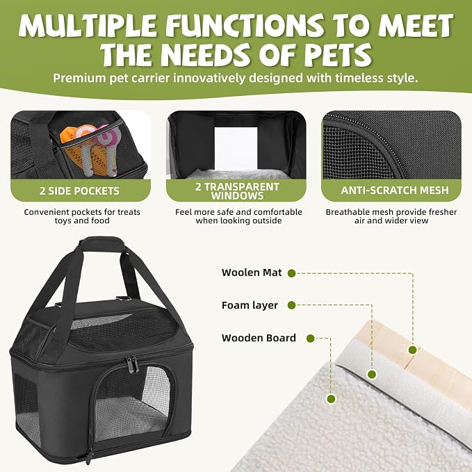 Premium Cat Carrier for Pets Up to 20 Lbs, Cat Travel Bag Soft-Sided Backpack - Image 5