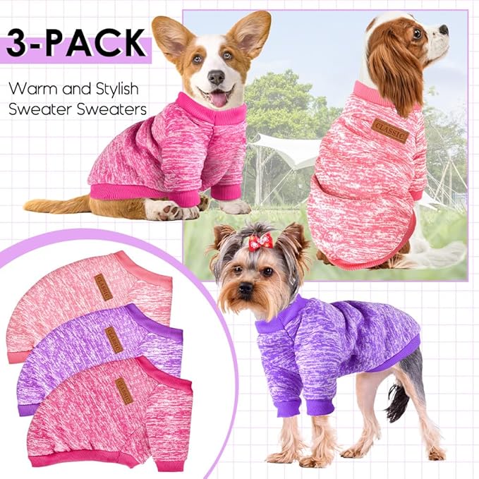 3 Pack Dog Sweaters for Small Dogs Girl Boy Winter Fleece Clothes Warm Soft Dog - Image 6
