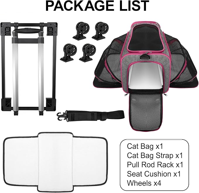 Pet Carrier with Wheels Up to 33 lbs Airline Approved Cat Carrier Rolling Pet - Image 8