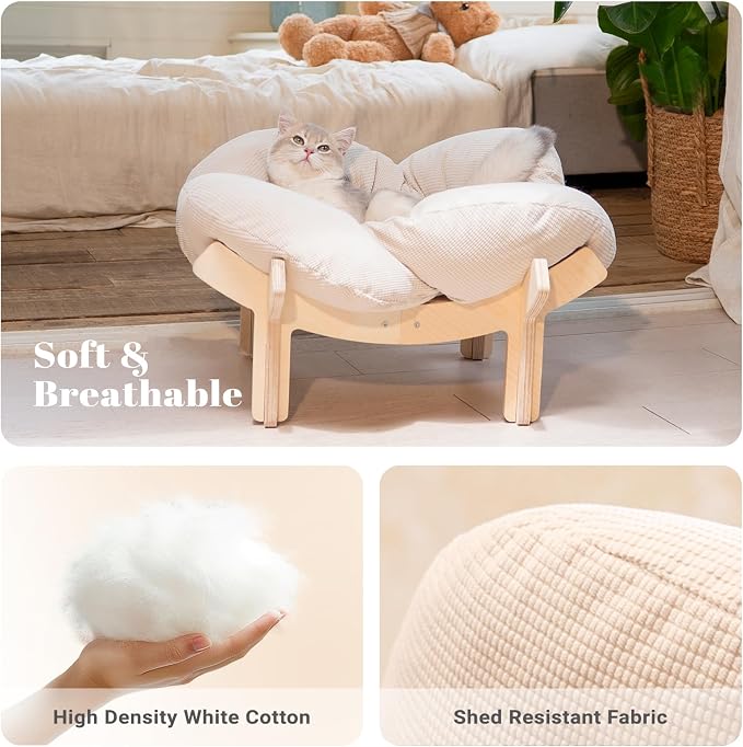 CHEERHOME PETS Elevated Cat Bed Wooden - Image 3