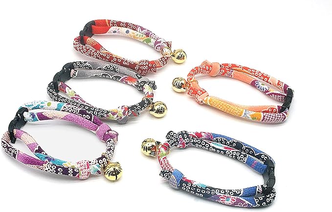 PetSoKoo Cat Collar with Kitty Face Bell. Cute Japan Chirimen Kitten Collar. - Image 3