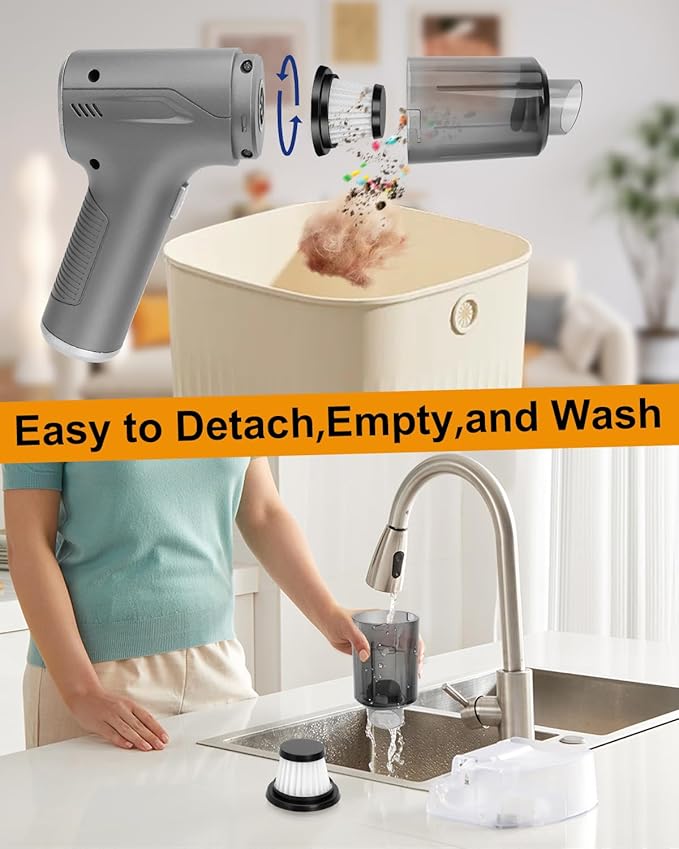 Car Handheld Vacuum Cordless 4 in 1, 20000PA Car Vacuums Cleaner Portable - Image 5